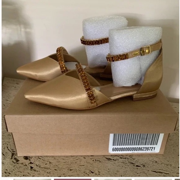 Anthropologie Gold Flats with Embellished Straps - Picture 7 of 8
